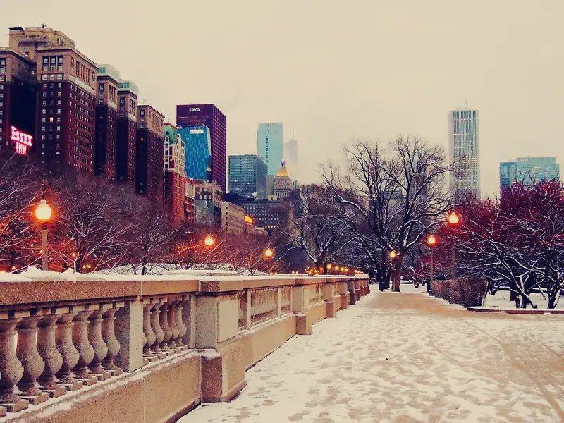 雪后城市复古风情