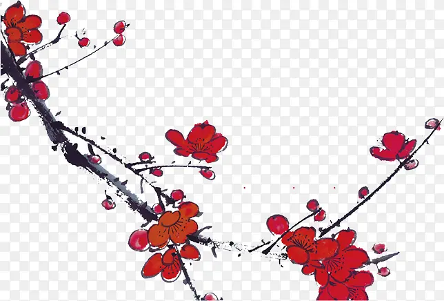 红色古典手绘梅花
