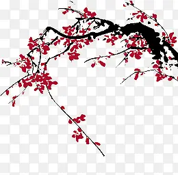 中秋节手绘红色梅花