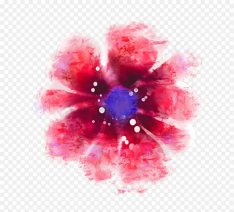 红色手绘花卉
