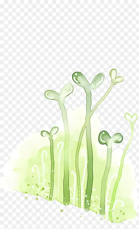 手绘绿色水彩植物纹理
