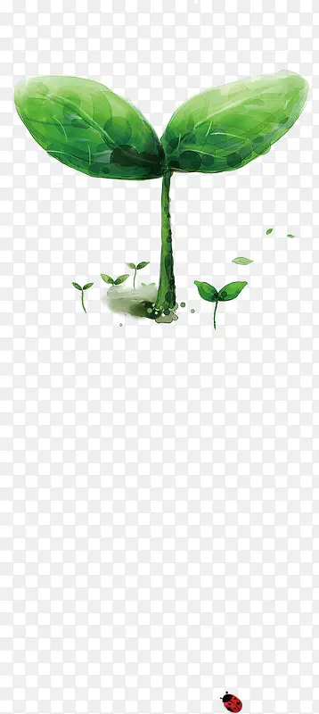 春季水彩绿色嫩芽植物