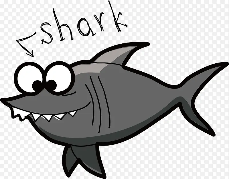 鲨鱼卡通手绘矢量图片素材