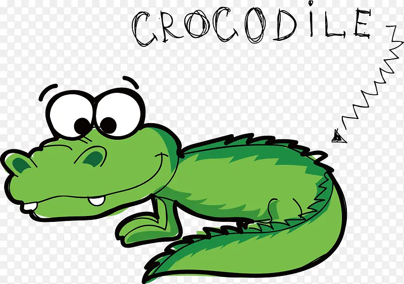 卡通鳄鱼手绘矢量素材图片