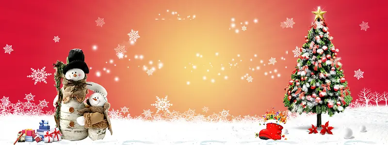 红色雪花圣诞节海报