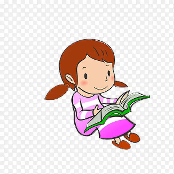 看书的卡通小女孩