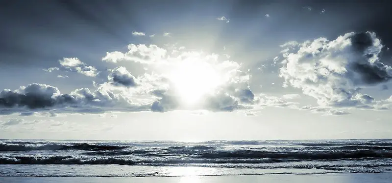 天空大海沙滩背景