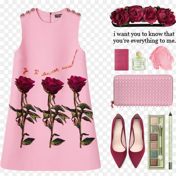 粉色连衣裙和高跟鞋