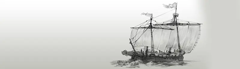 手绘海盗船banner创意设计
