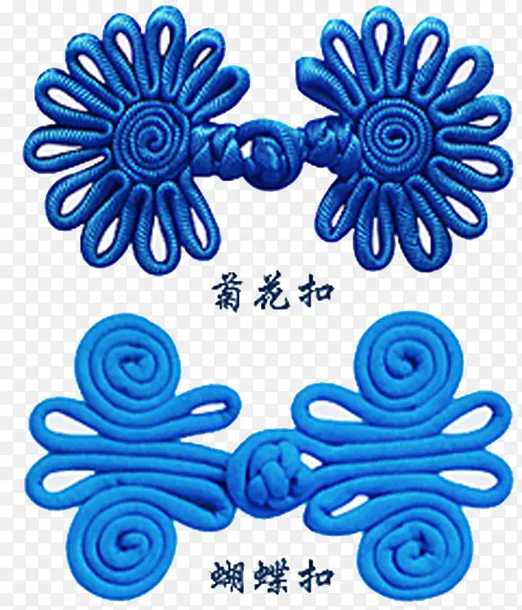 中国风古典蓝色盘扣