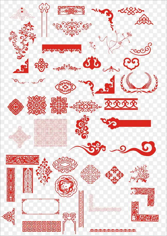 中国风红色花纹古典