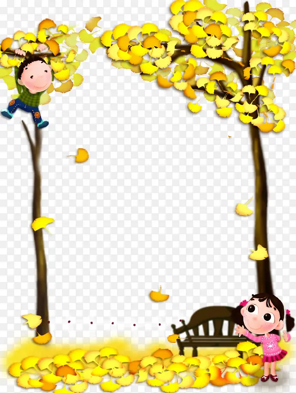 儿童卡通金色树枝相框