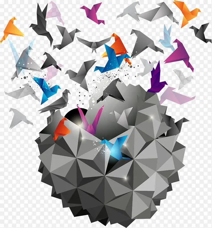 抽象几何立体纸鹤