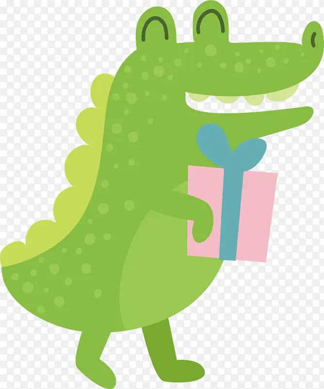 绿色送礼物的鳄鱼