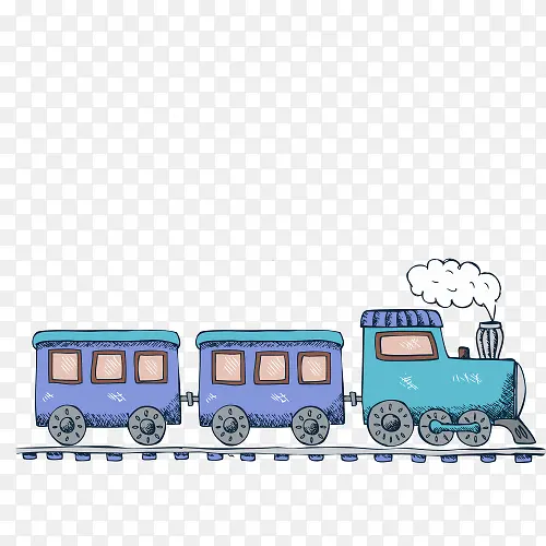 蓝色卡通火车装饰图案