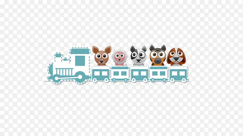 卡通火车动物