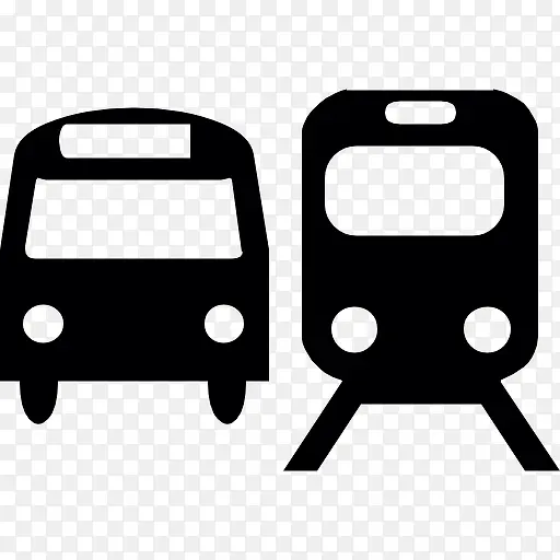 公共汽车和火车的轮廓图标