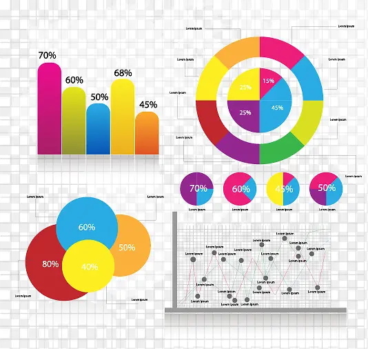 年终总结报告数据分析统计图矢量
