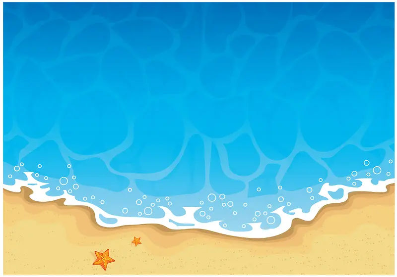 卡通蓝色海水沙滩海报背景