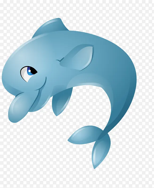 卡通手绘可爱蓝色海豚