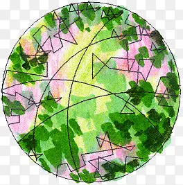 炫彩彩色树叶圆球平面