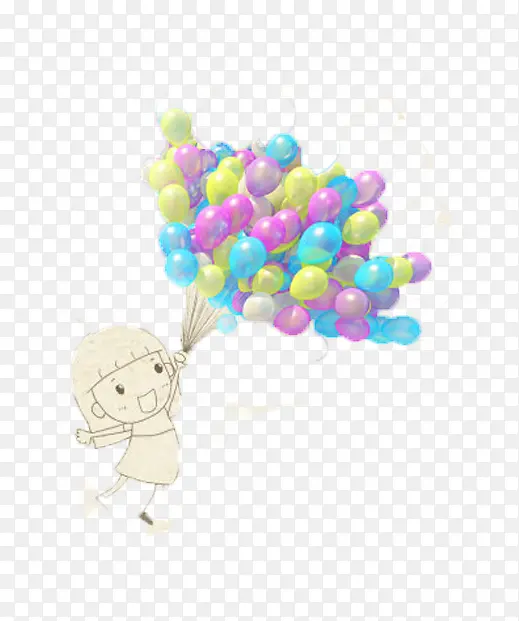唯美精美卡通可爱小女孩气球