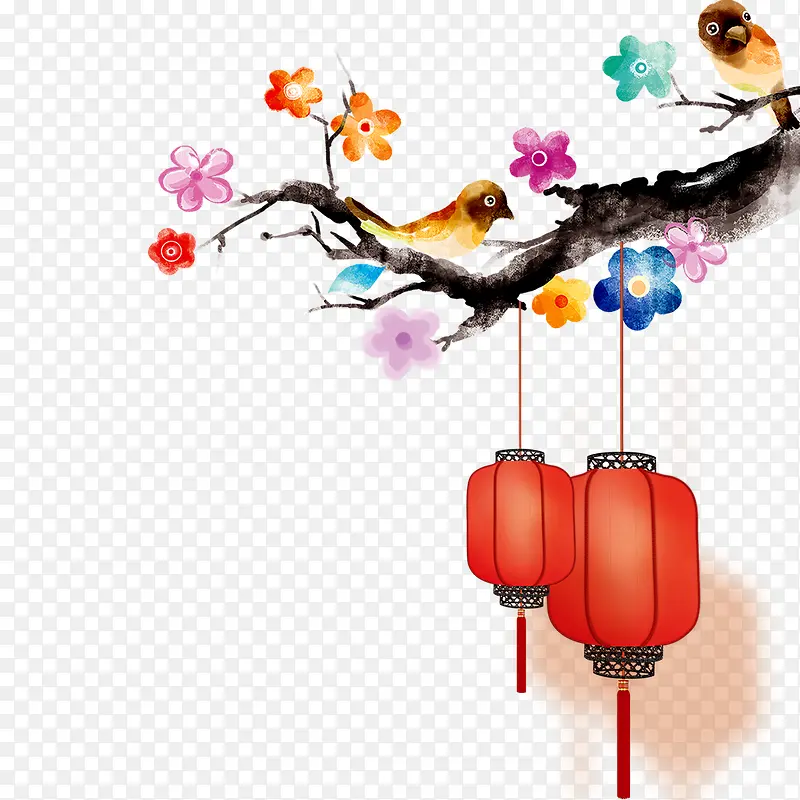 红梅 灯笼 新年 春节 喜庆