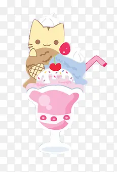 小猫和冰淇淋卡通
