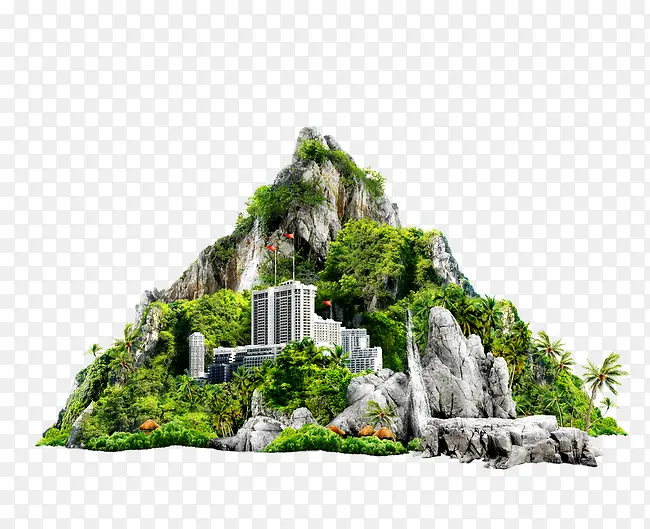 绿色花卉假山