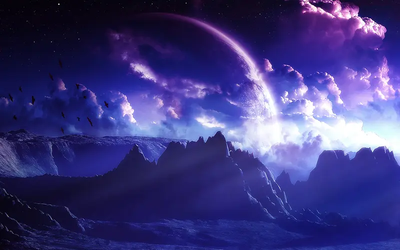 紫色云彩星空神秘