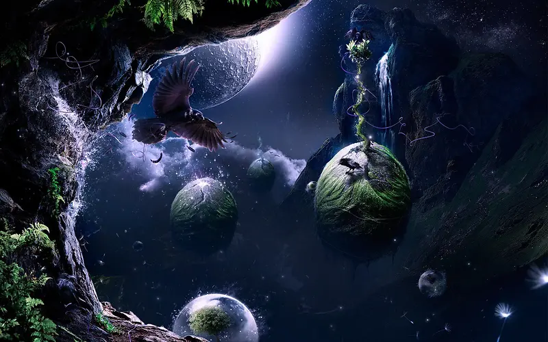 神秘紫色星空大树