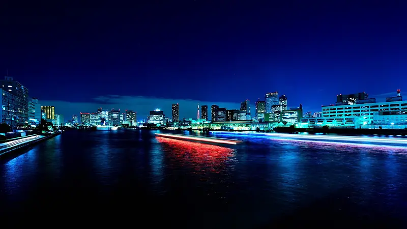 蓝色星空夜景城市