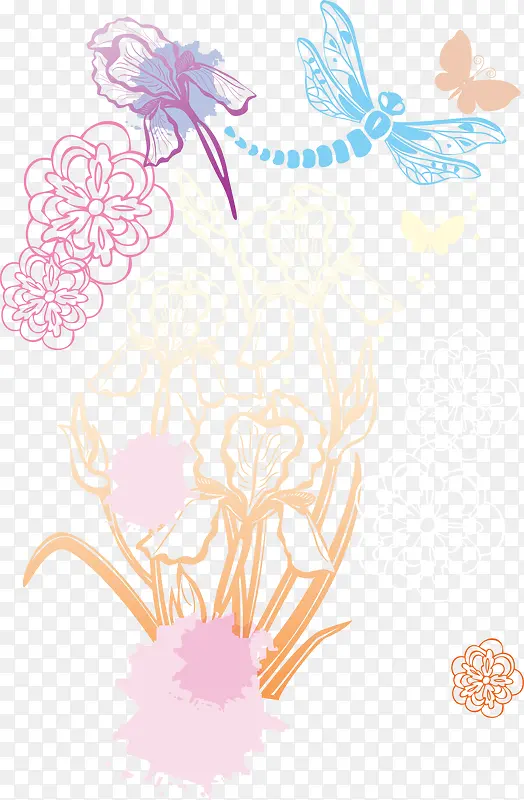 蜻蜓花卉装饰图案