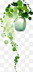 手绘绿色梦幻艺术植物气泡装饰