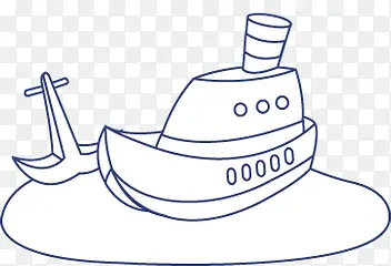 夏日轮船卡通手绘图