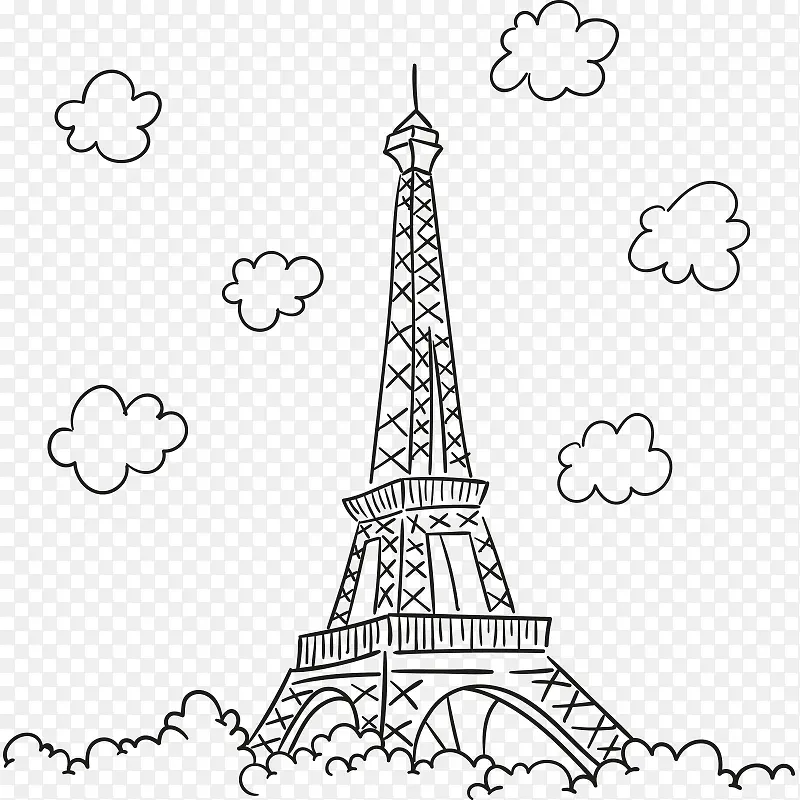 手绘巴黎铁塔