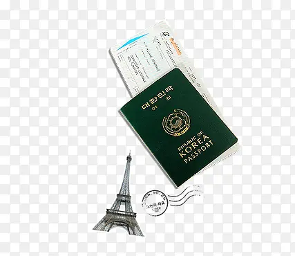 护照 埃菲尔铁塔 飞机票