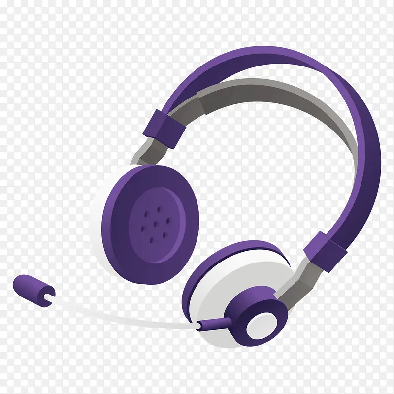 矢量紫色耳麦耳机