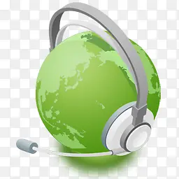 带耳机的绿色地球PNG图标