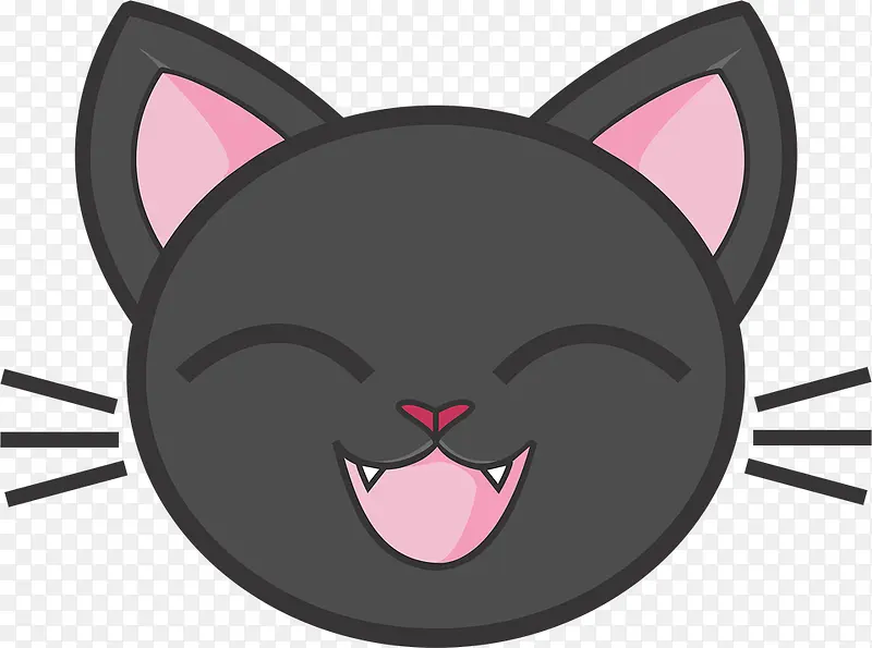 创意猫头黑色可爱微笑