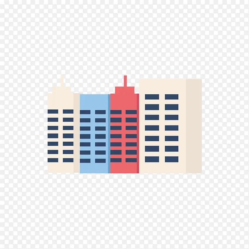 灰蓝红色建筑模型