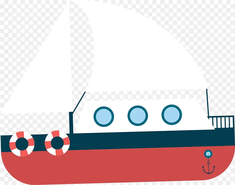 矢量扁平帆船轮船