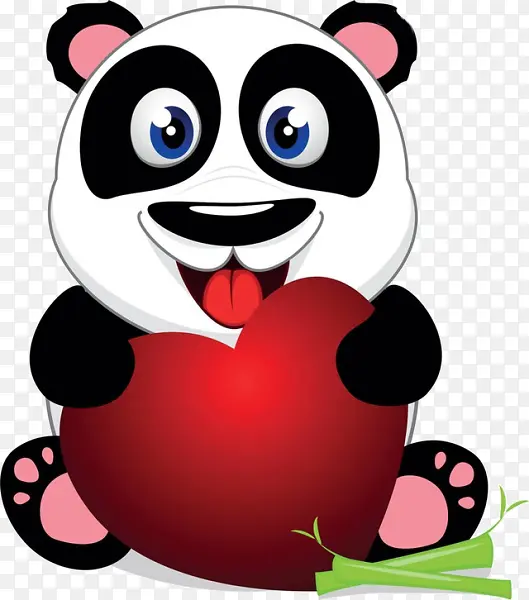 卡通熊猫爱心