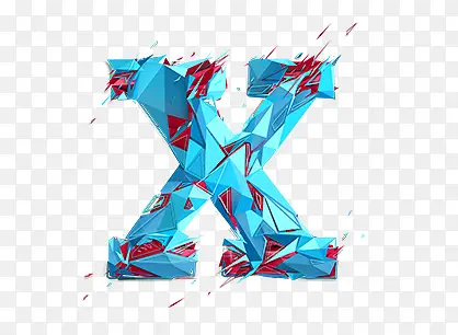 蓝色字母X红色装饰