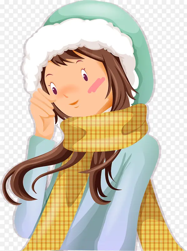 矢量手绘可爱女孩
