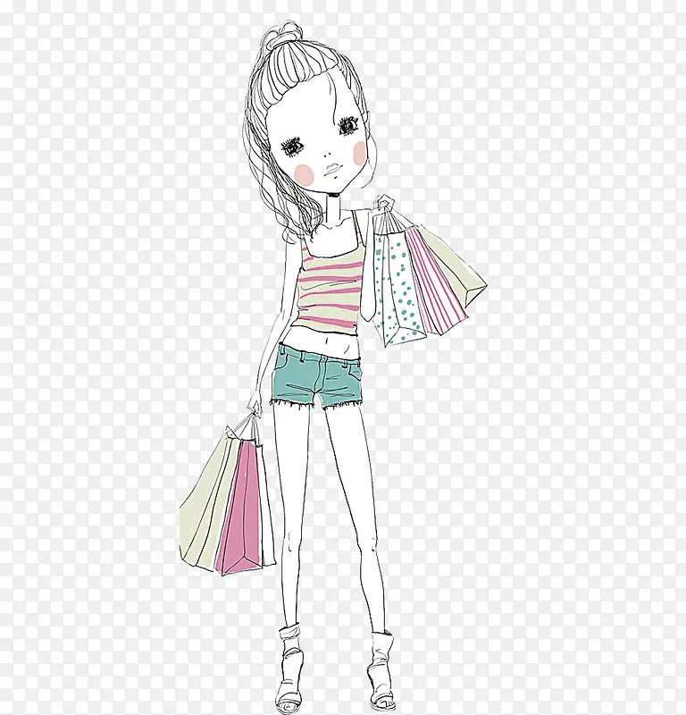 卡通购物女孩