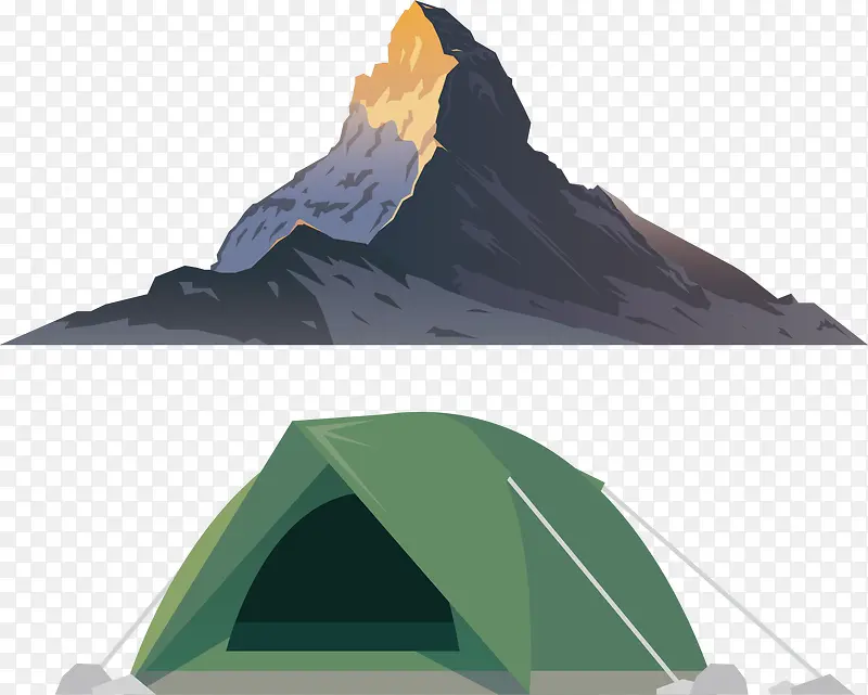 山与帐篷素材