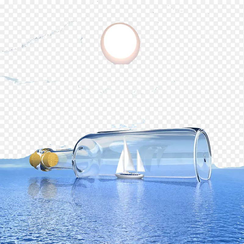 海面漂流瓶玻璃瓶子