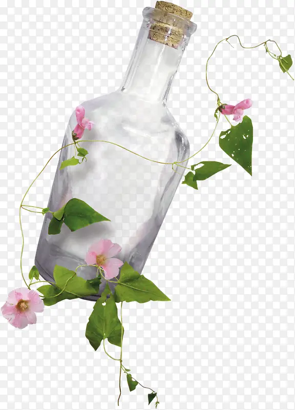 漂流瓶和鲜花