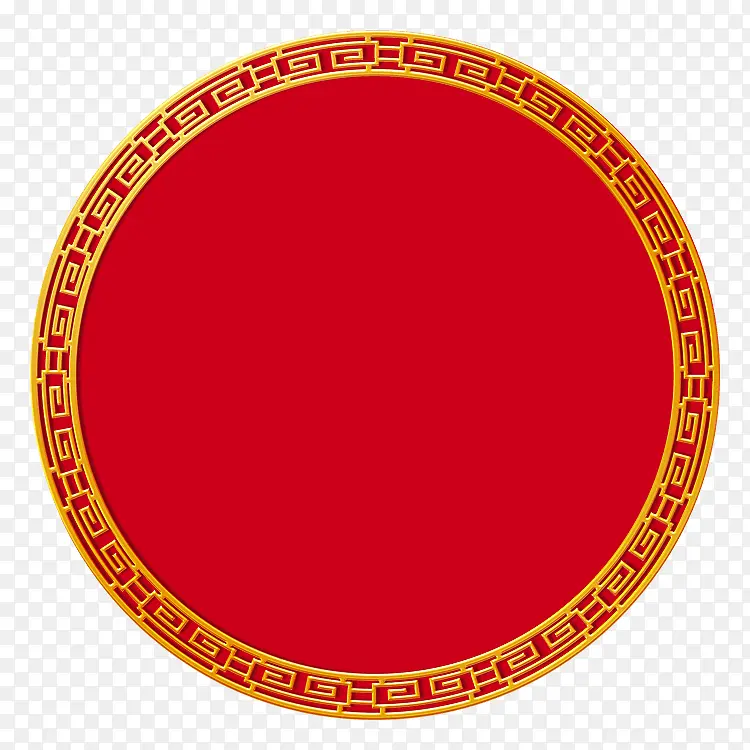 红色中式圆形花纹圆盘